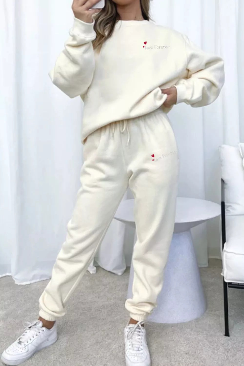 Round Neck Sweatshirt and Joggers Set
