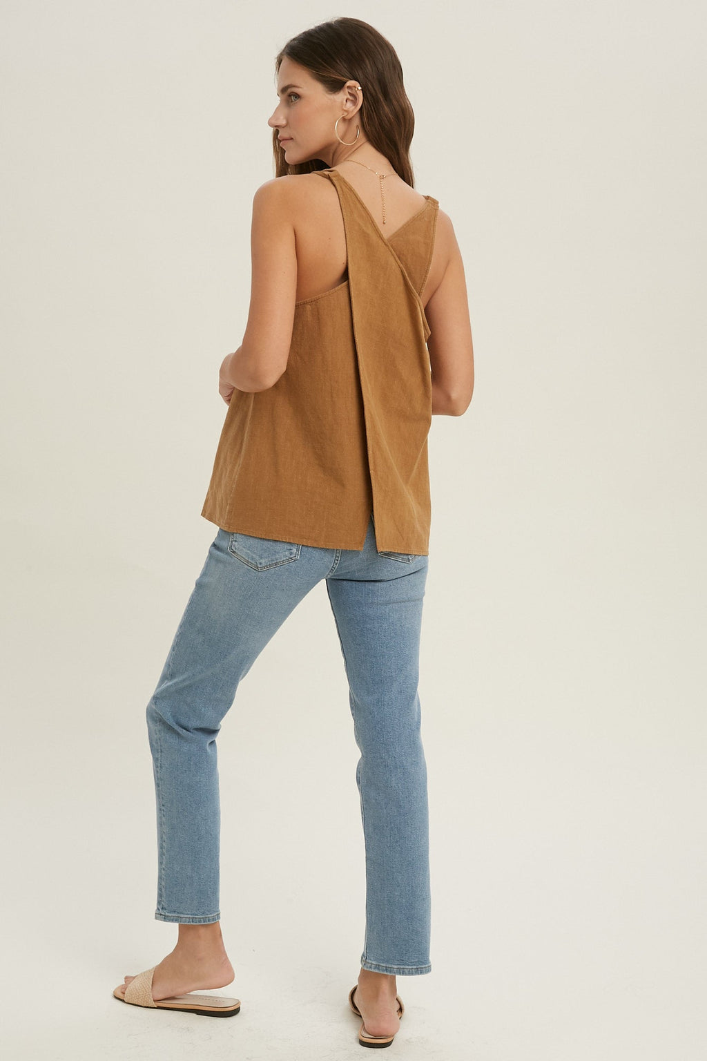 KADOU BOUTIQUE Overlap Back Detail Tank Top — lifestyle context