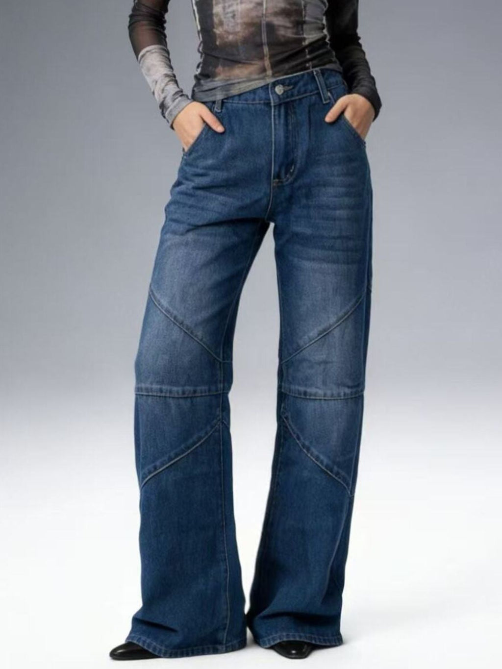 Vintage Wash Wide Leg Jeans