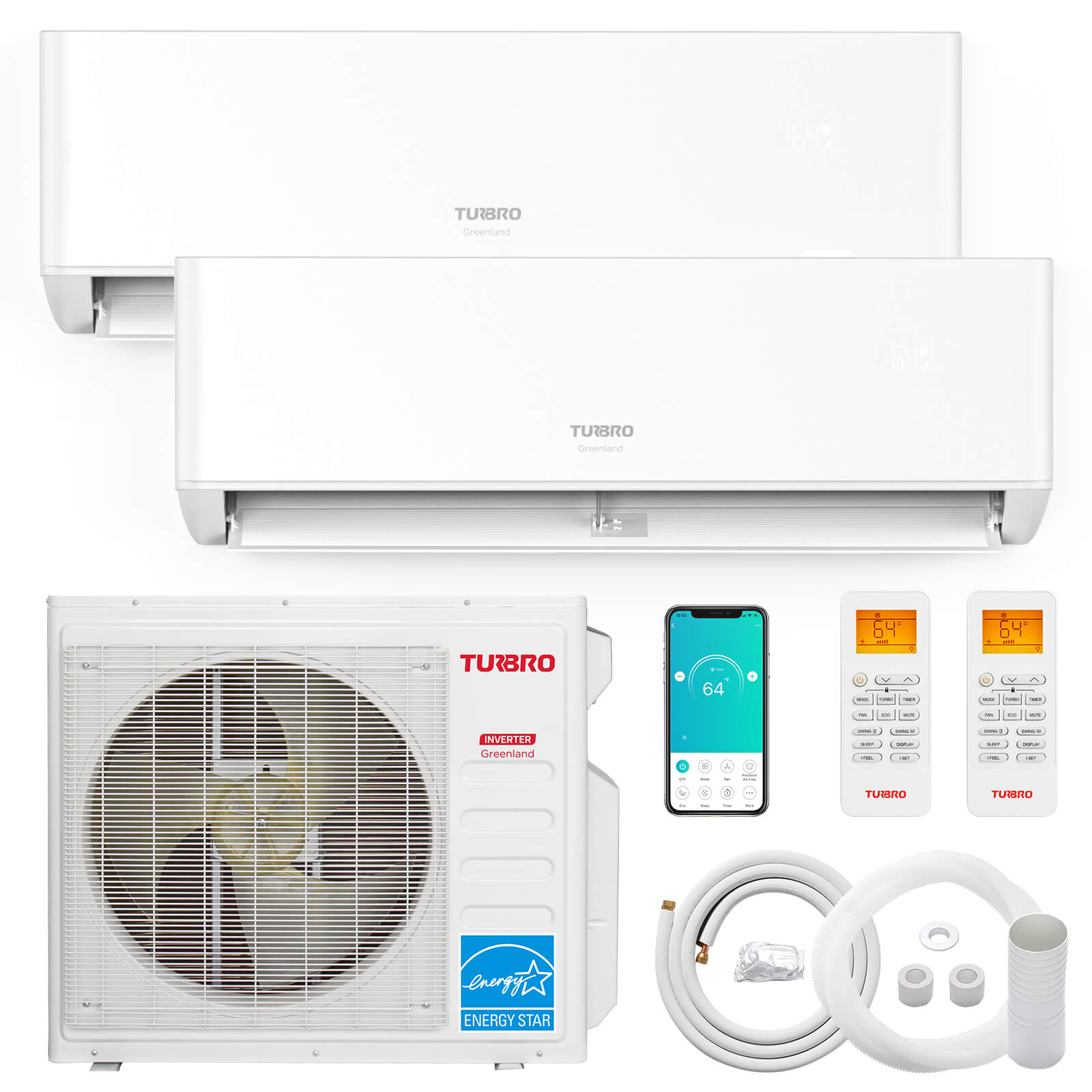 Greenland 27,000 BTU Dual Zone (2) Mini Split AC (R454B) – TURBRO