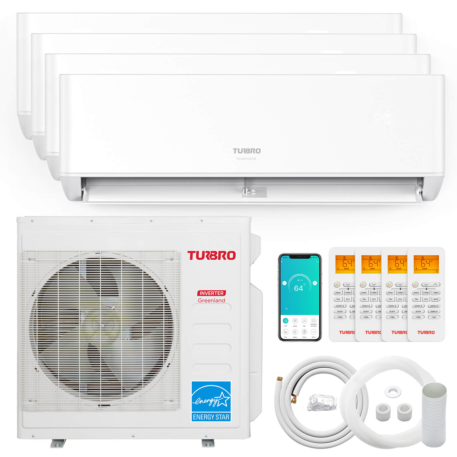 Greenland 42,000 BTU Quad-Zone (4) Mini Split AC (R454B) – TURBRO