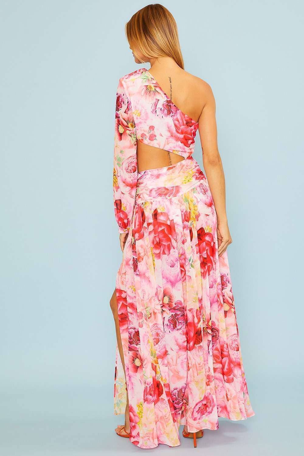 Pretty Little Patriot Pretty Little Patriot Floral Pink Maxi Dress — Pink detail