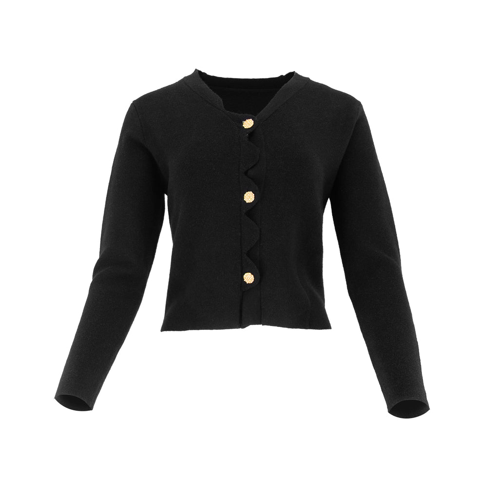 profile-nyc SCALLOP KNIT CARDIGAN — lifestyle context