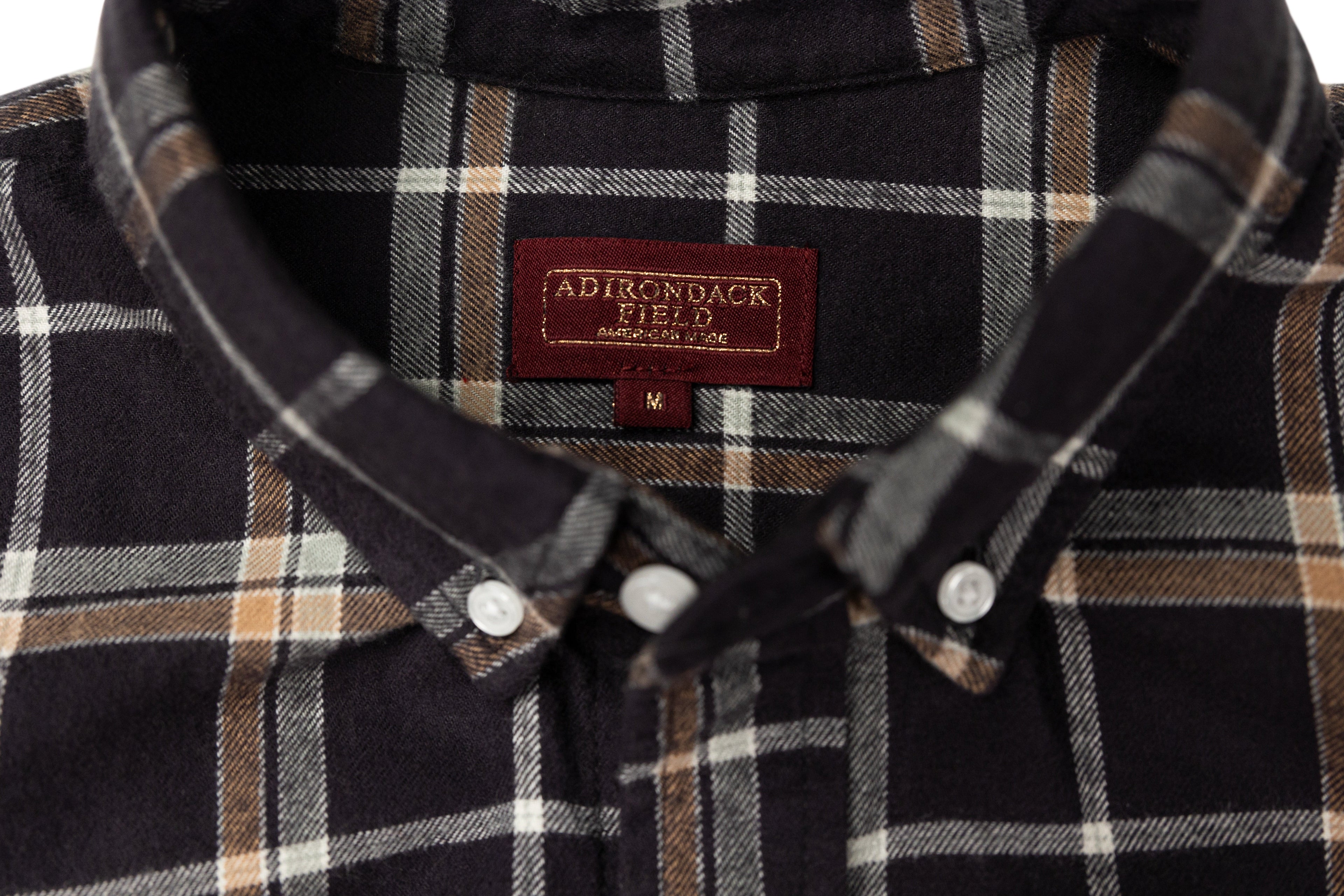 Adirondack Field Durant Flannel Shirt — branding close-up