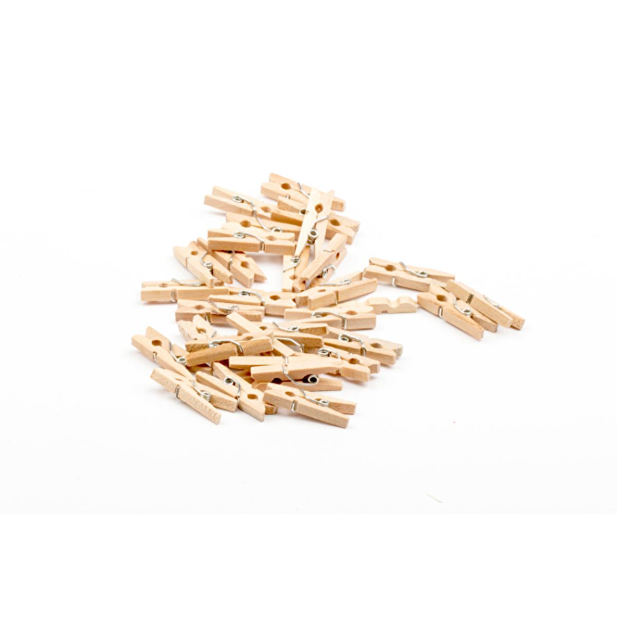 Lino Wooden Clothespins 25mm - 30 Pack Craft & Laundry Pegs, Natural Wood Clips for DIY Projects & Home Decor