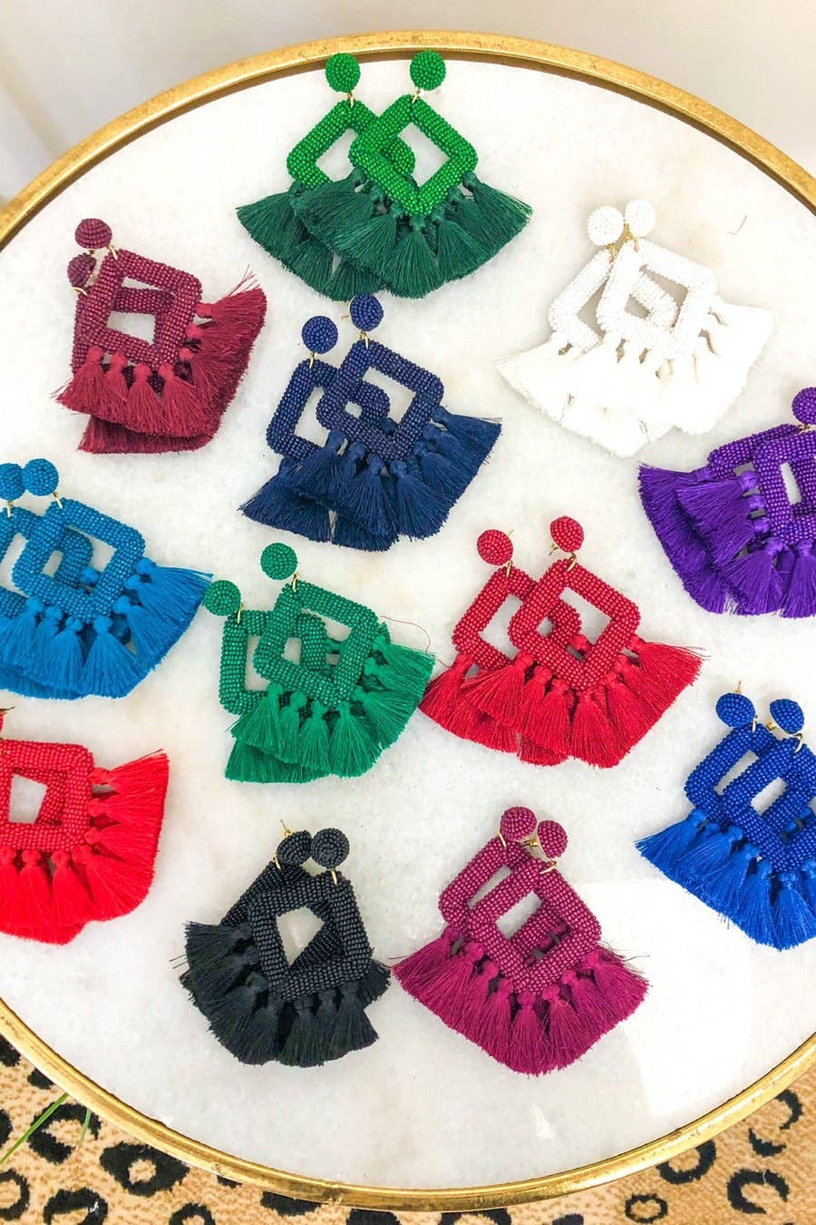 Pretty Little Patriot Pretty Little Patriot Hot Pink Ellie Fringe Drop Earrings — lifestyle worn / used context