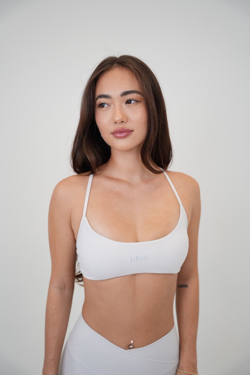 KIMITH BRAND My Time Is Divine Lime White Cross-Back Butter Soft Bra — side view