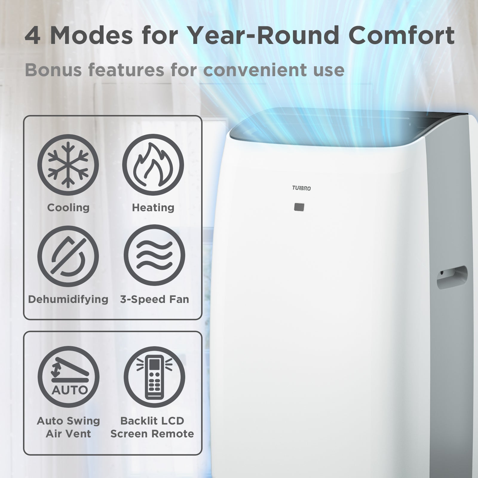Greenland 14,000 BTU Portable Air Conditioner & Heater – TURBRO, view 3