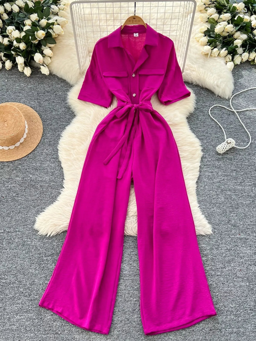 Tie Waist Wide Leg Jumpsuit