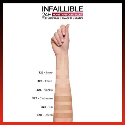 Loreal Paris Infaillible More Than Concealer - 323 Fawn, Long-Lasting High Coverage Makeup for Dark Circles and Uneven Skin Tone