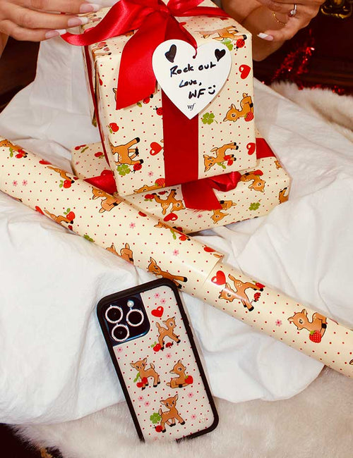 Oh Deer and Red Gingham Hearts Gift Wrap - 2 Pack