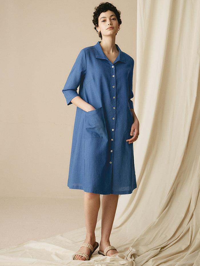 LINTICO 100% Linen Shirt Dress MADISON — main product shot