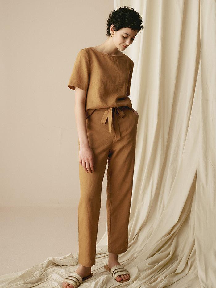 LINTICO 100% Linen Two-Piece Casual Linen Tracksuit COLLEEN — construction detail