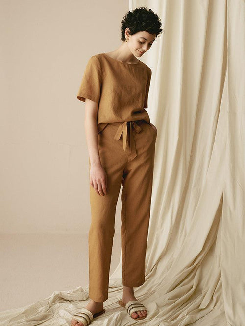 LINTICO 100% Linen Two-Piece Casual Linen Tracksuit COLLEEN — construction detail