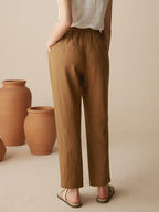 LINTICO 100% Linen Tapered Pants PATRICIA — bottoms-pants-linen category context