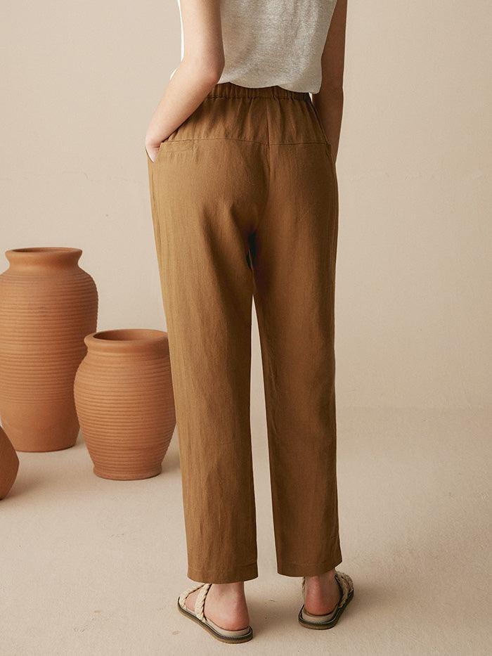 LINTICO 100% Linen Tapered Pants PATRICIA — bottoms-pants-linen category context
