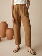 LINTICO 100% Linen Tapered Pants PATRICIA — construction detail