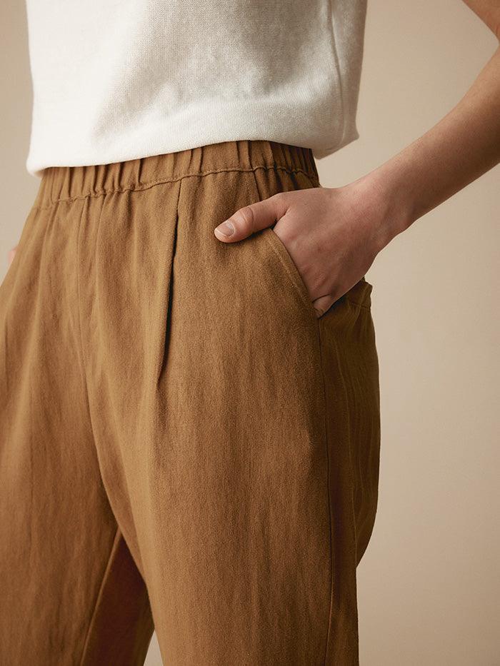 LINTICO 100% Linen Tapered Pants PATRICIA — detail shot 7