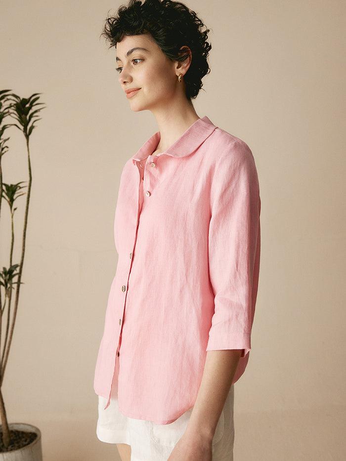 LINTICO 100% Linen Peter Pan Collar 3/4 Sleeve Shirt ASTRID — comparison shot
