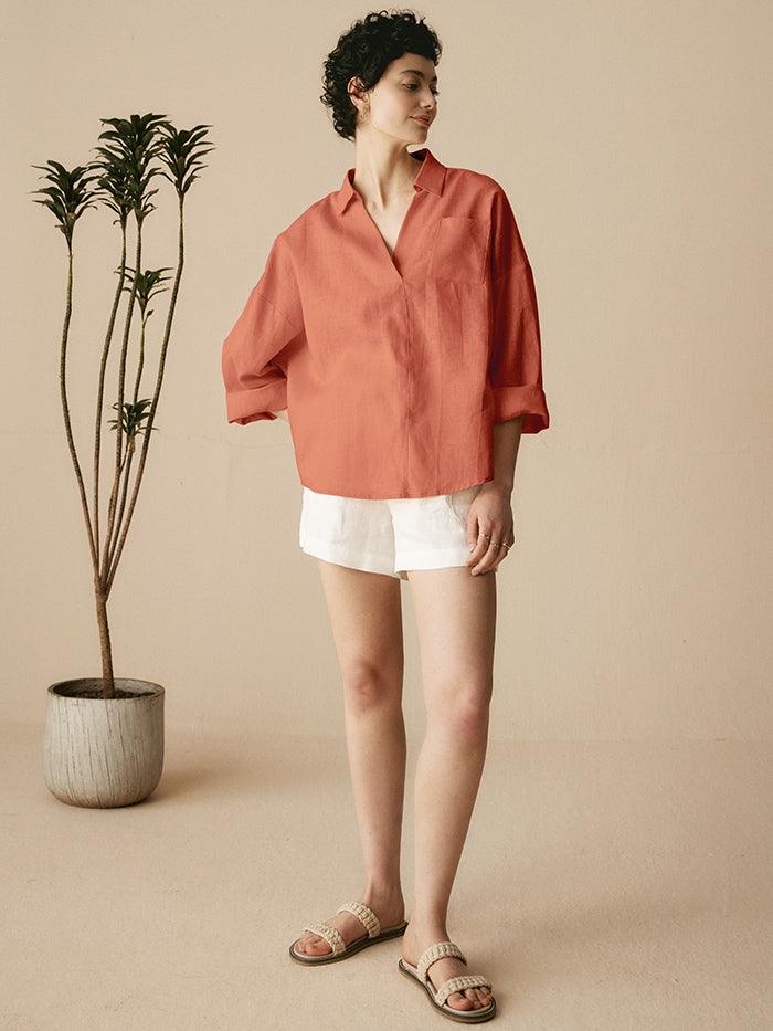 LINTICO Linen Oversized Fit Pocket Shirt ELOWEN — main product shot