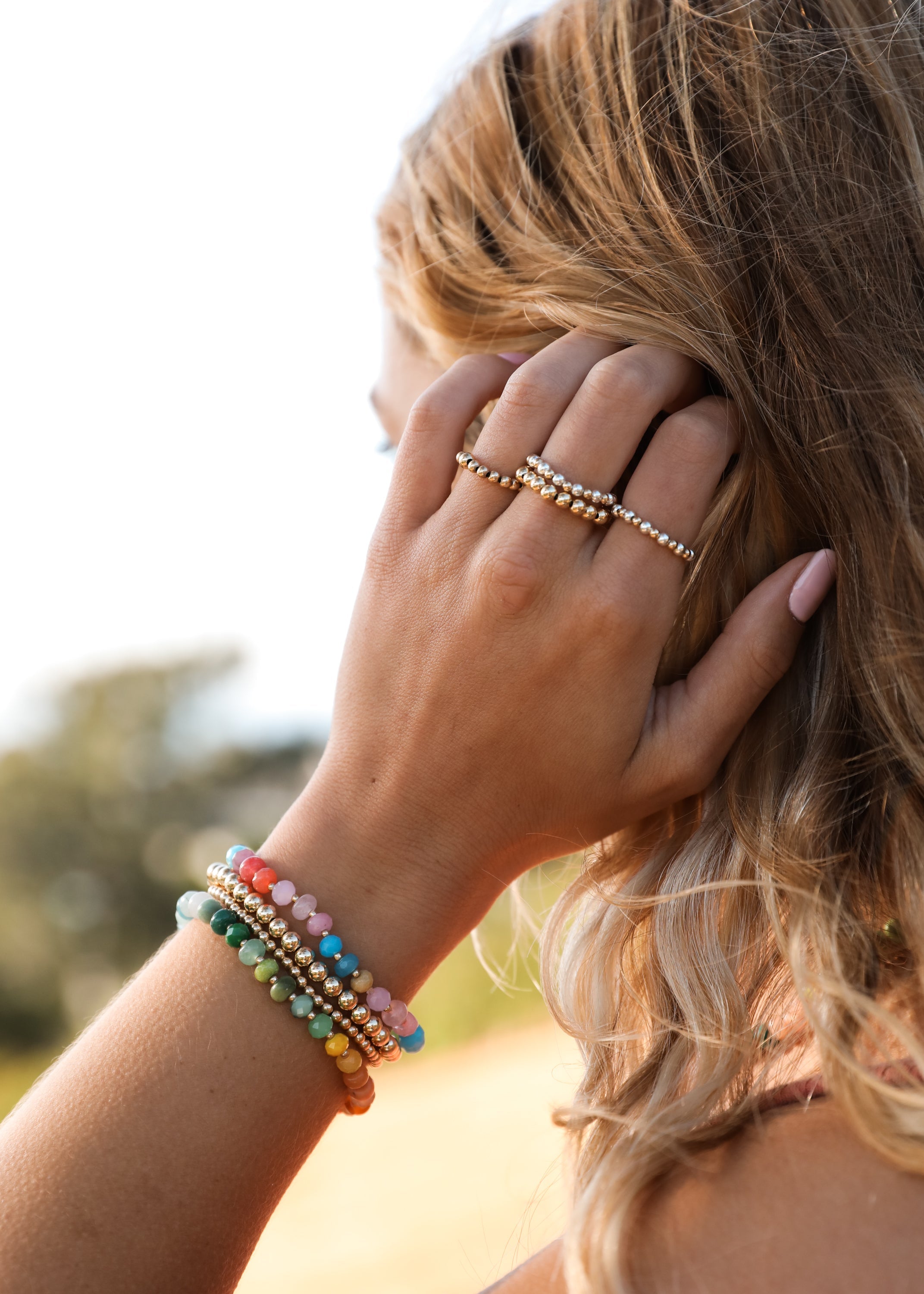 CanyonLeaf Natural Gemstone Bracelet + 14k Gold Filled Toggle : Paradise — side view