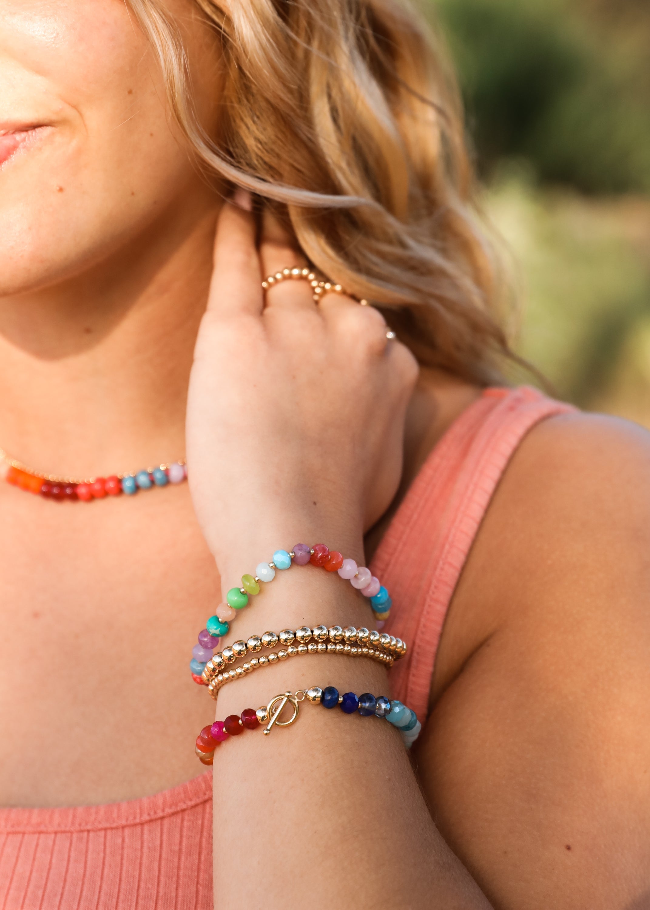 CanyonLeaf Natural Gemstone Bracelet + 14k Gold Filled Toggle : Key West — detail close-up
