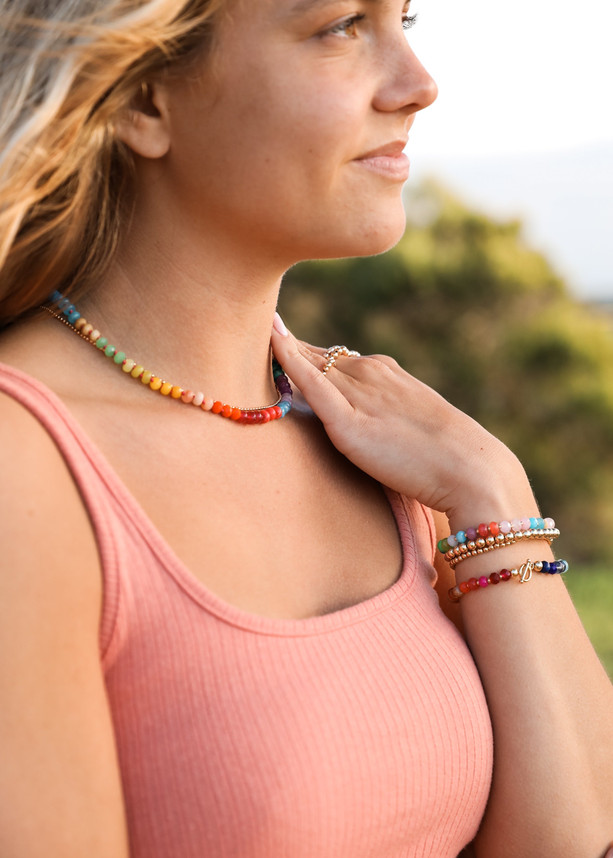 CanyonLeaf Natural Gemstone Bracelet + 14k Gold Filled Toggle : Skyline — detail shot 6