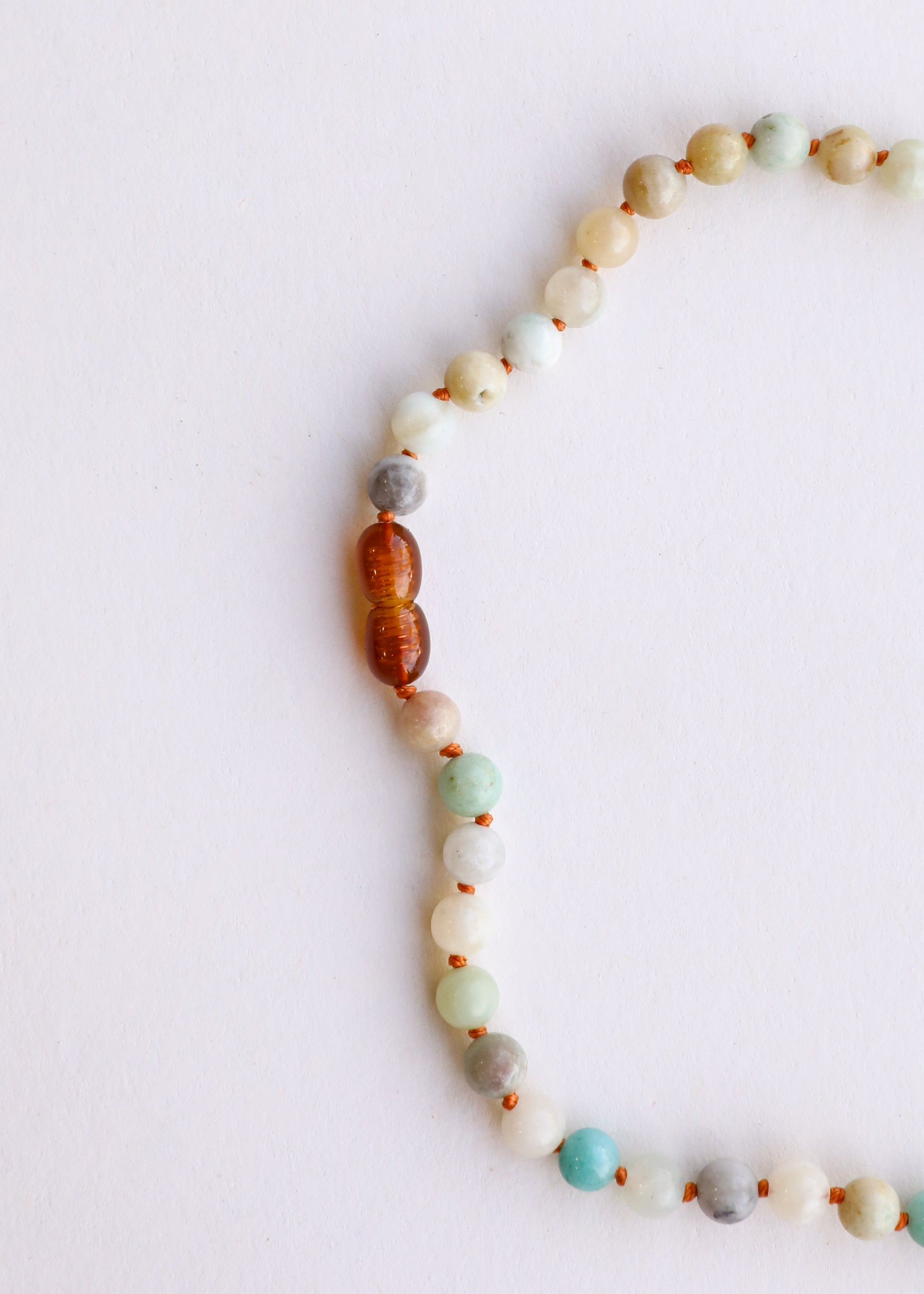 CanyonLeaf Natural Amazonite Gemstone || Beaded Anklet or Bracelet — back view