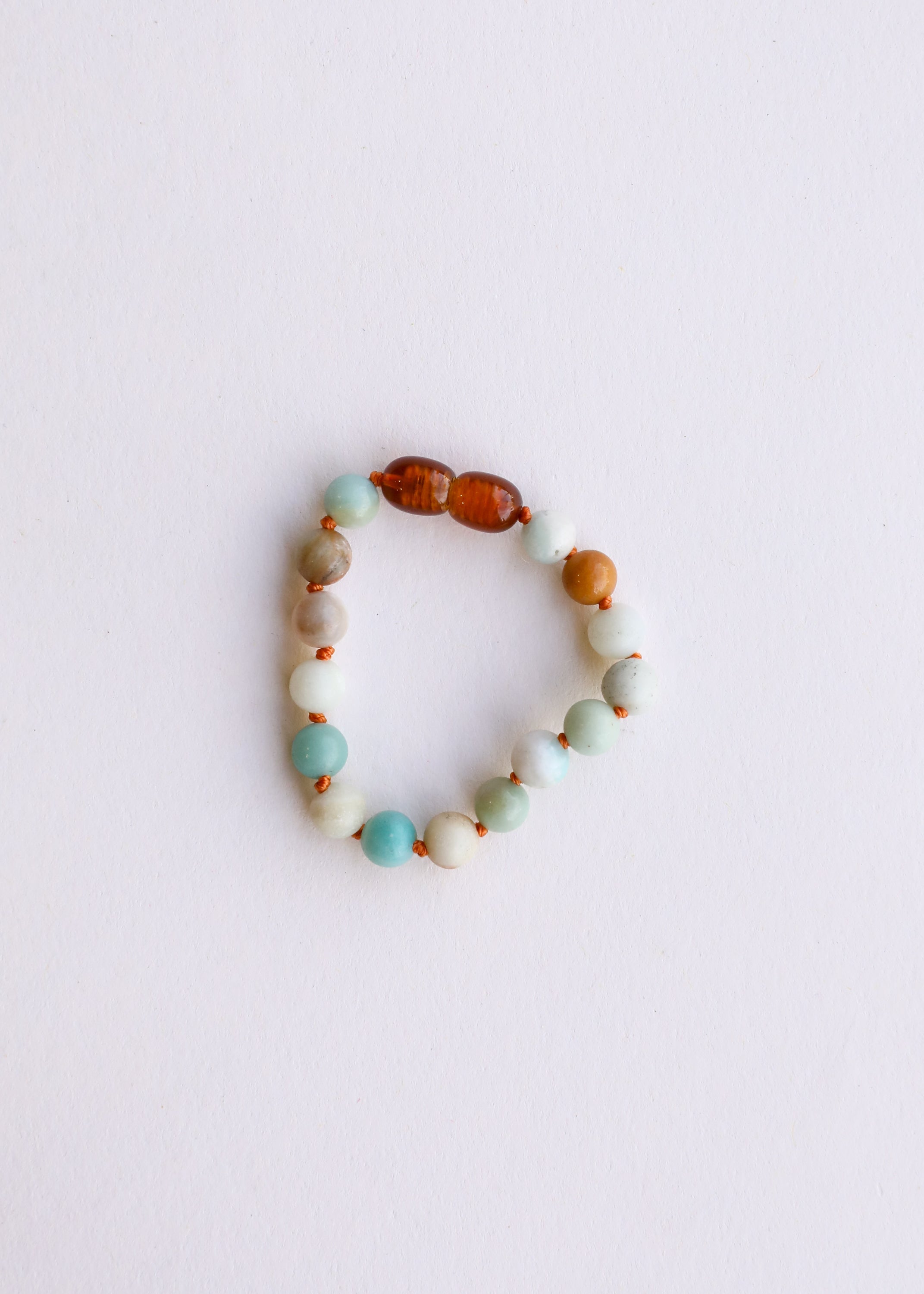 CanyonLeaf Natural Amazonite Gemstone || Beaded Anklet or Bracelet — detail close-up