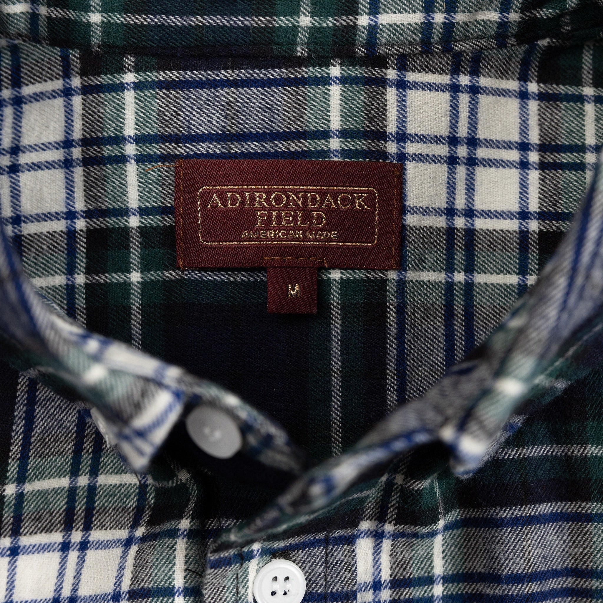 Adirondack Field Moose Flannel Shirt — branding close-up