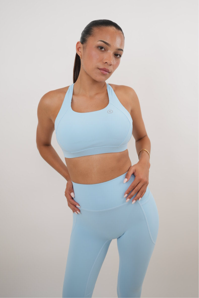 KIMITH BRAND I Am Glowing Sky Blue Quick Dry Butter Bra — lifestyle context