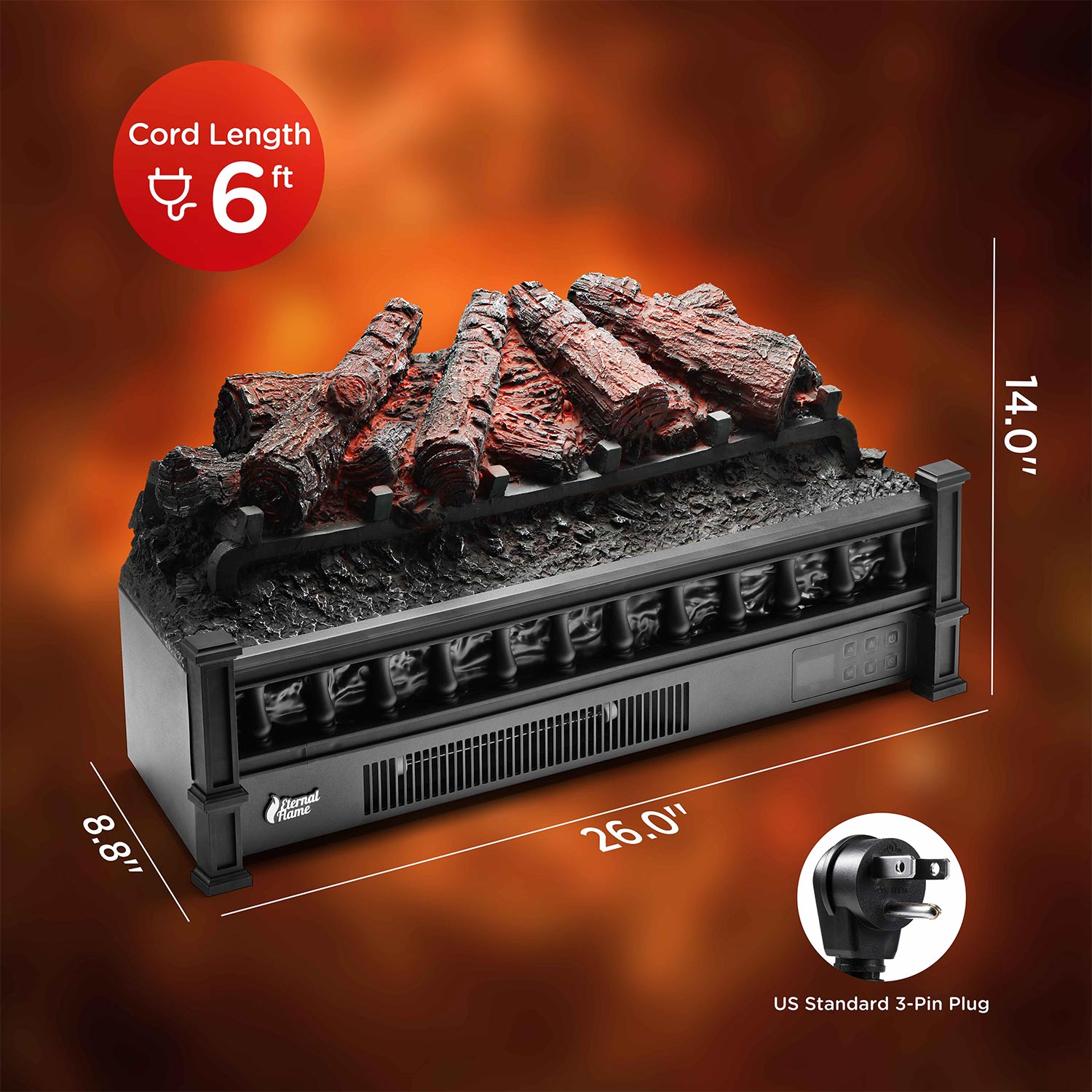 (Open Box) Eternal Flame EF26-PB Electric Fireplace Logs – TURBRO, view 6