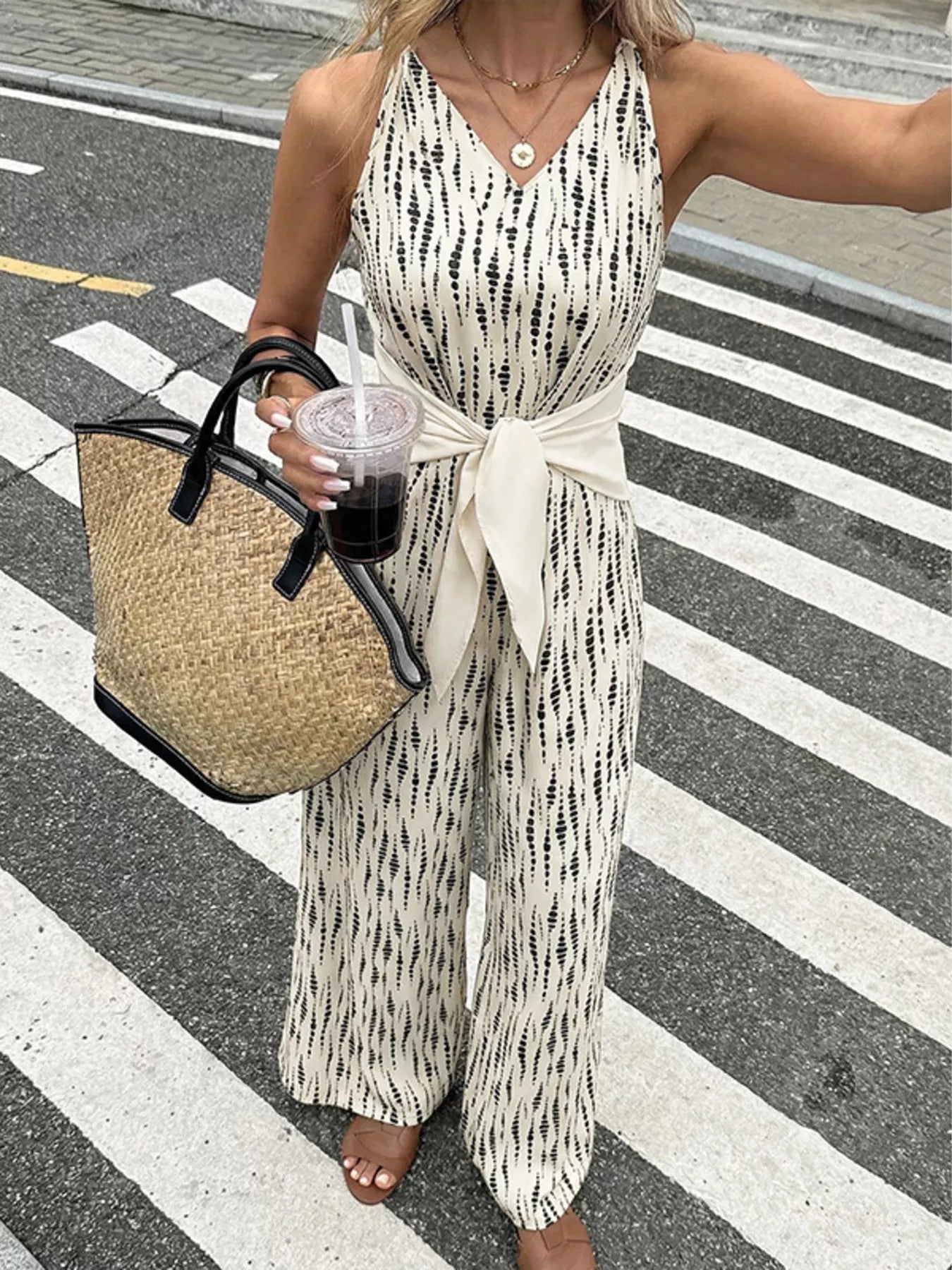 Printed Wide Leg Jumpsuit