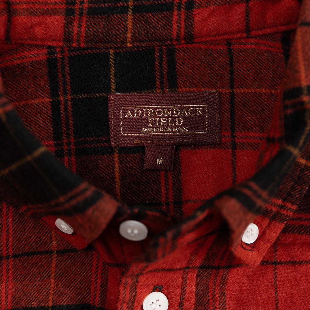 Adirondack Field Sabattis Organic Flannel Shirt — branding close-up