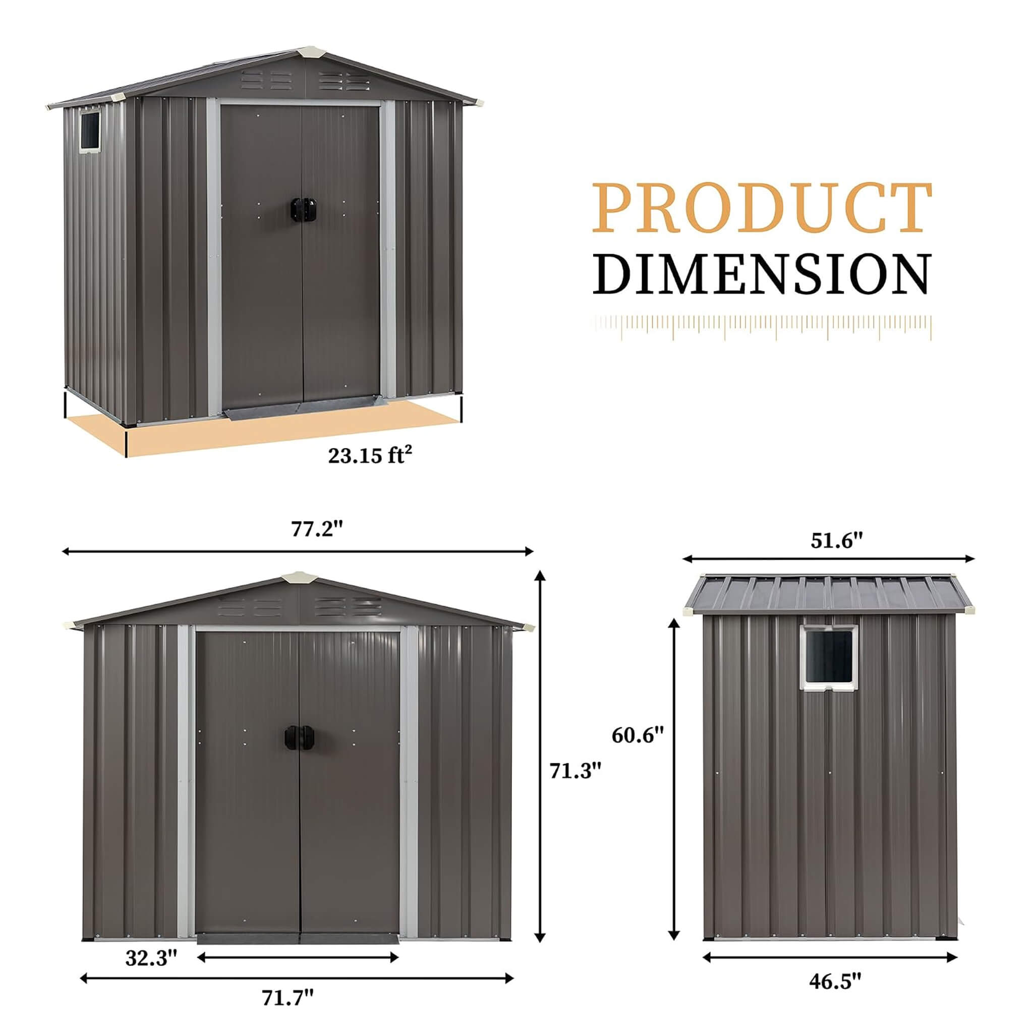 [04X06FT] Alora Outdoor All-Weather Galvanized Metal Storage Shed With Sliding Door (SAK96472) – SAKSBY WHOLESALE, view 10