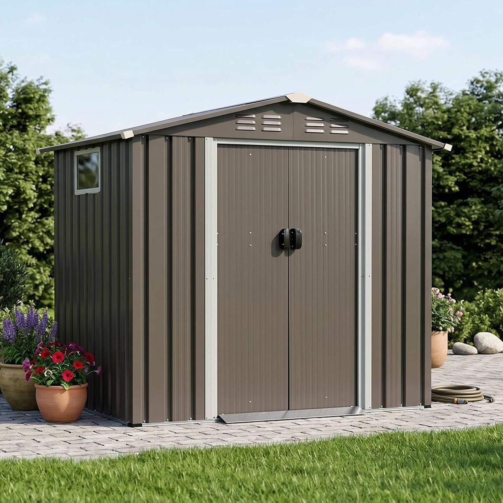 [04X06FT] Alora Outdoor All-Weather Galvanized Metal Storage Shed With Sliding Door (SAK96472) – SAKSBY WHOLESALE, view 7