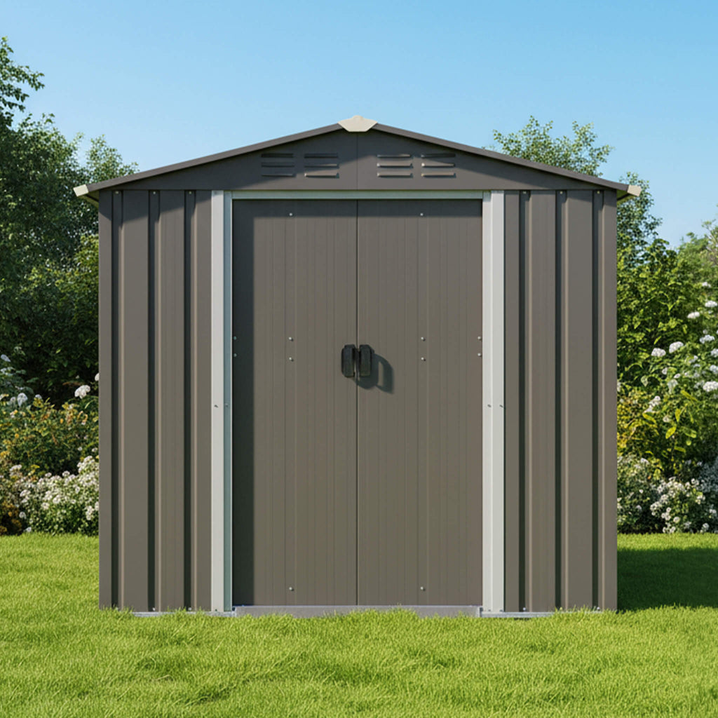 [04X06FT] Alora Outdoor All-Weather Galvanized Metal Storage Shed With Sliding Door (SAK96472) – SAKSBY WHOLESALE