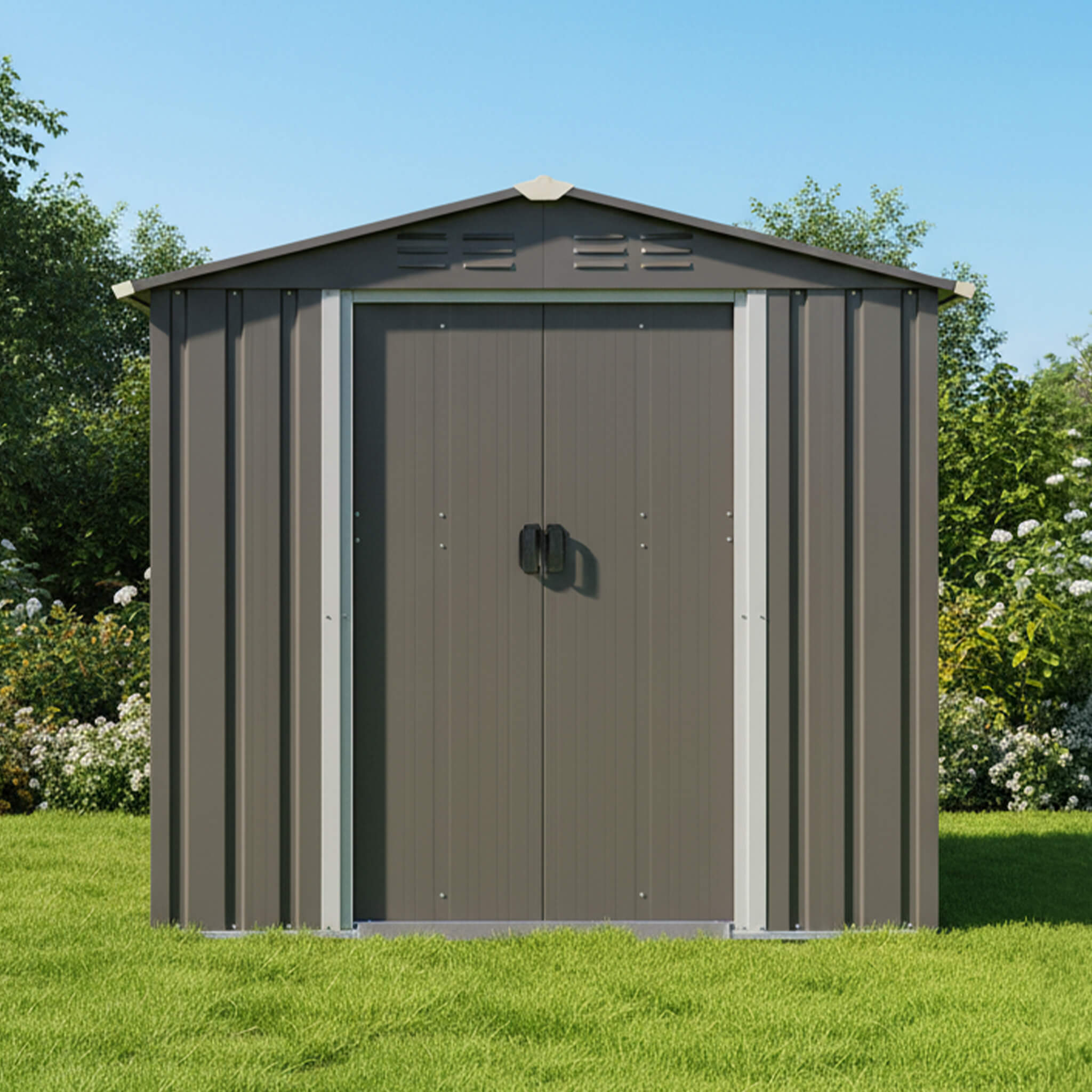 [04X06FT] Alora Outdoor All-Weather Galvanized Metal Storage Shed With Sliding Door (SAK96472) – SAKSBY WHOLESALE