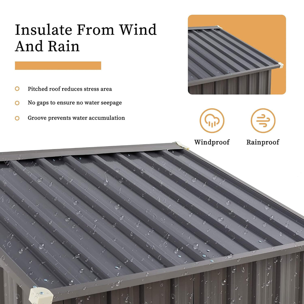 [04X06FT] Alora Outdoor All-Weather Galvanized Metal Storage Shed With Sliding Door (SAK96472) – SAKSBY WHOLESALE, view 5