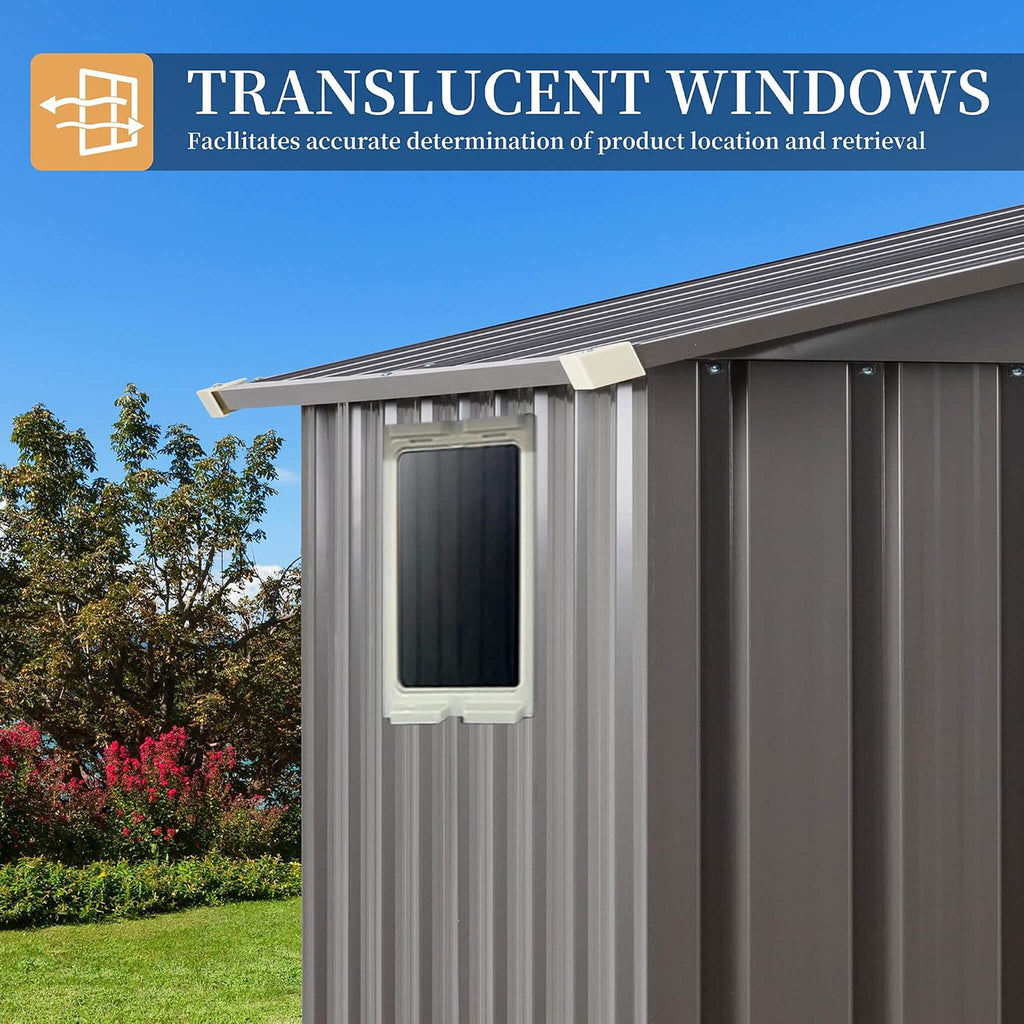 [04X06FT] Alora Outdoor All-Weather Galvanized Metal Storage Shed With Sliding Door (SAK96472) – SAKSBY WHOLESALE, view 4