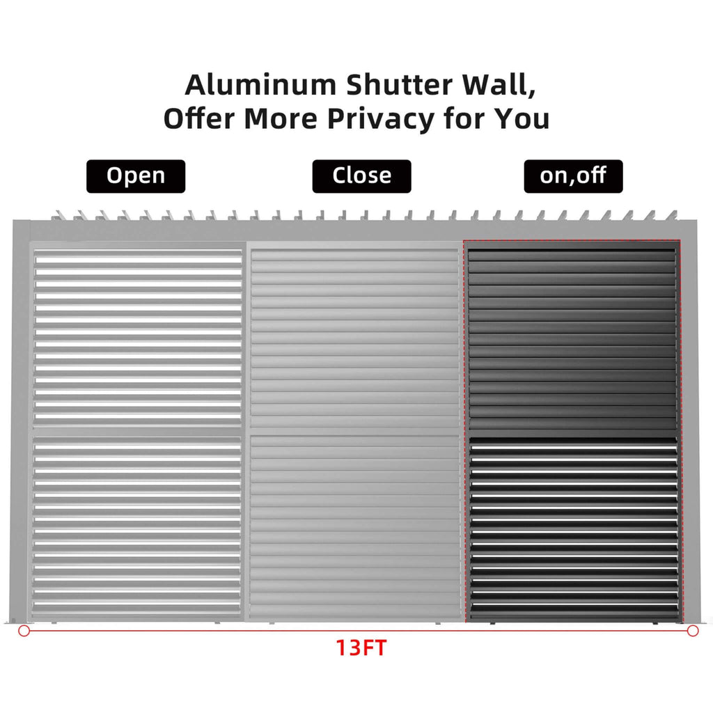 [04X07FT] Alora Premium Adjustable Aluminum Louvered Pergola With Side Wall Panel (SAK25458) – SAKSBY WHOLESALE, view 3