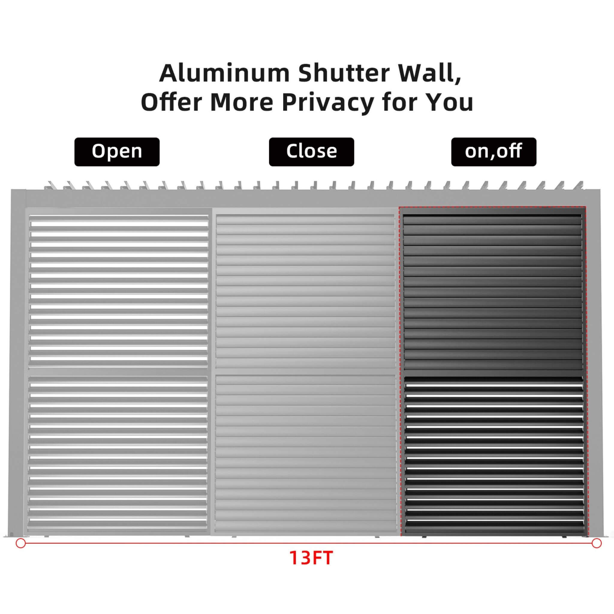 [04X07FT] Alora Premium Adjustable Aluminum Louvered Pergola With Side Wall Panel (SAK25458) – SAKSBY WHOLESALE, view 3
