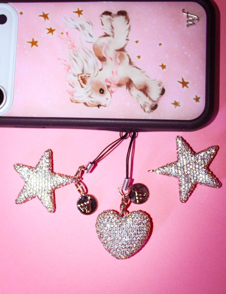 Rhinestone Heart Charm | White