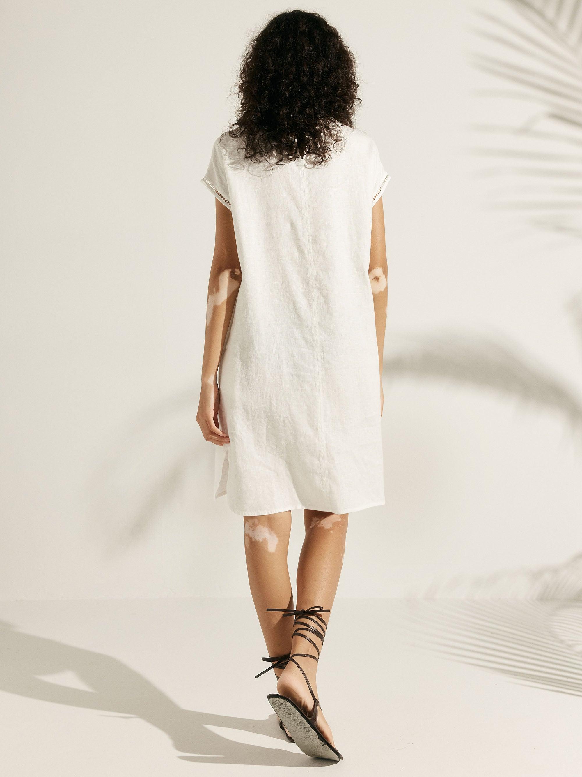 LINTICO LINTICO 100% Linen Cutout Turtleneck Mini Dress ZAHRA — dresses-midi dresses-linen category context