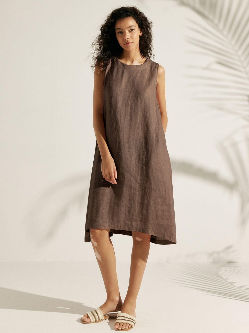 LINTICO 100% Linen Sleeveless Dress SIENNA — main product shot