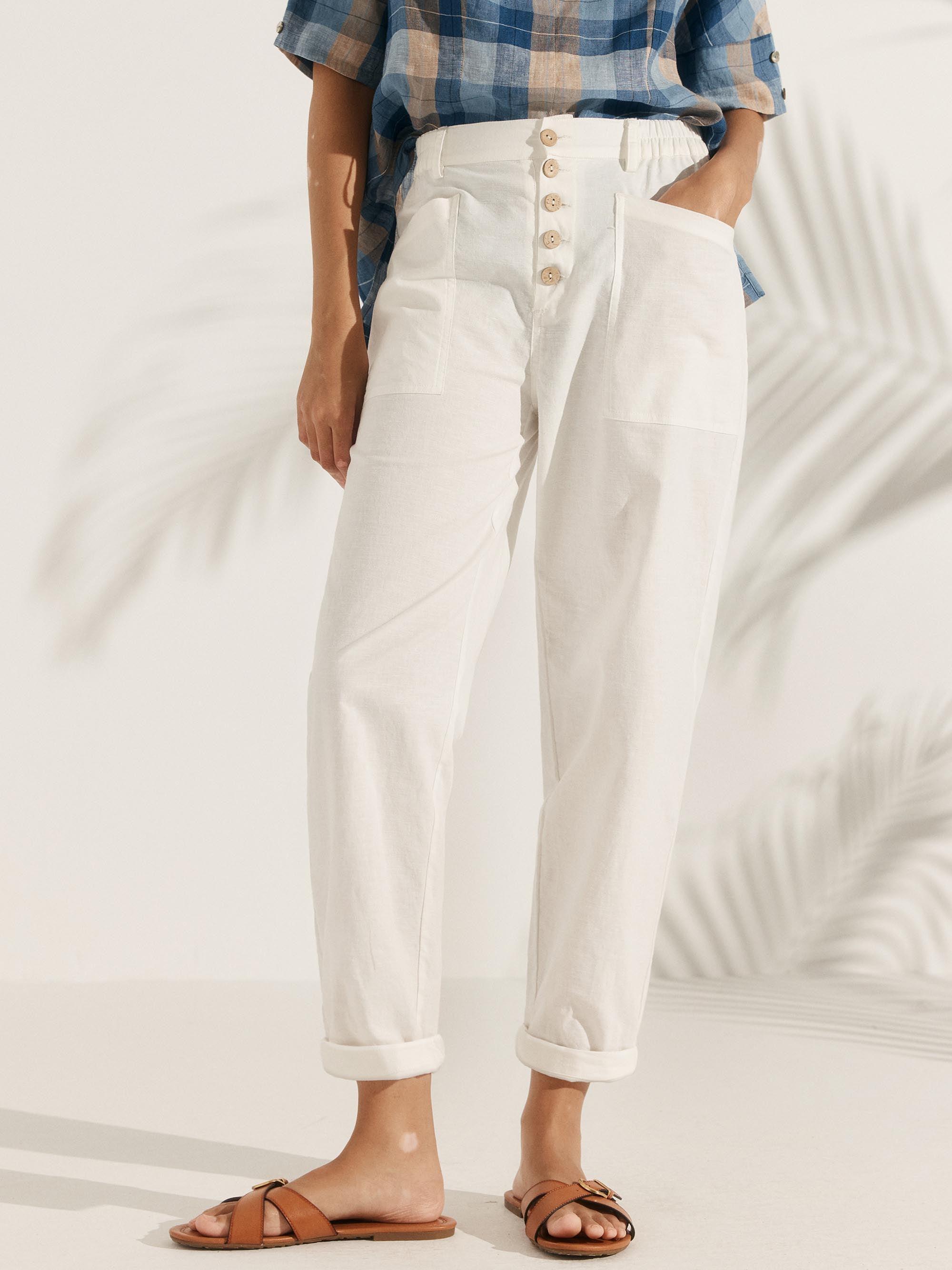 LINTICO Linen Simple Button Fly Trousers HEIDI — bottoms-pants-linen blend category context