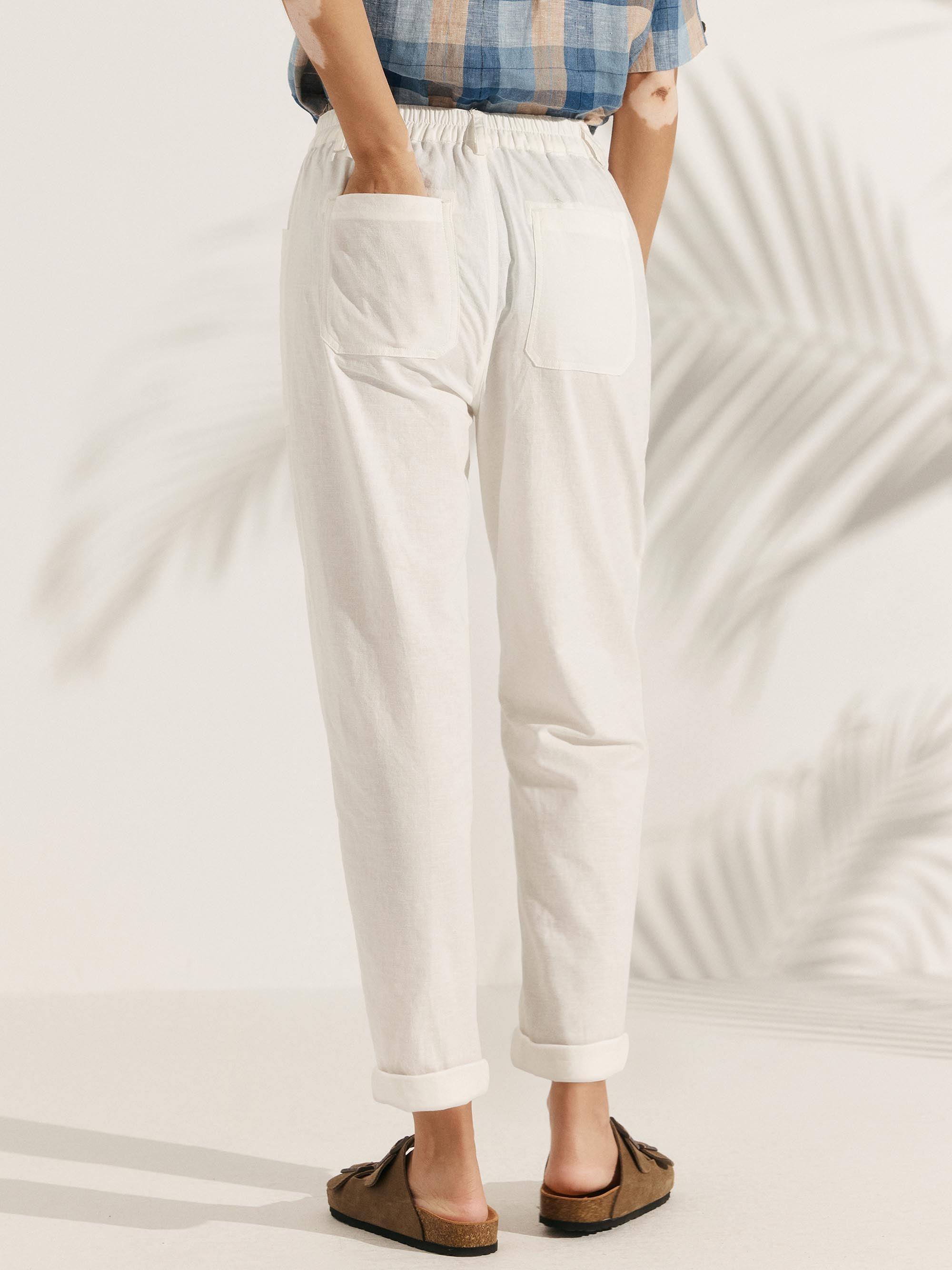 LINTICO Linen Simple Button Fly Trousers HEIDI — detail shot 6