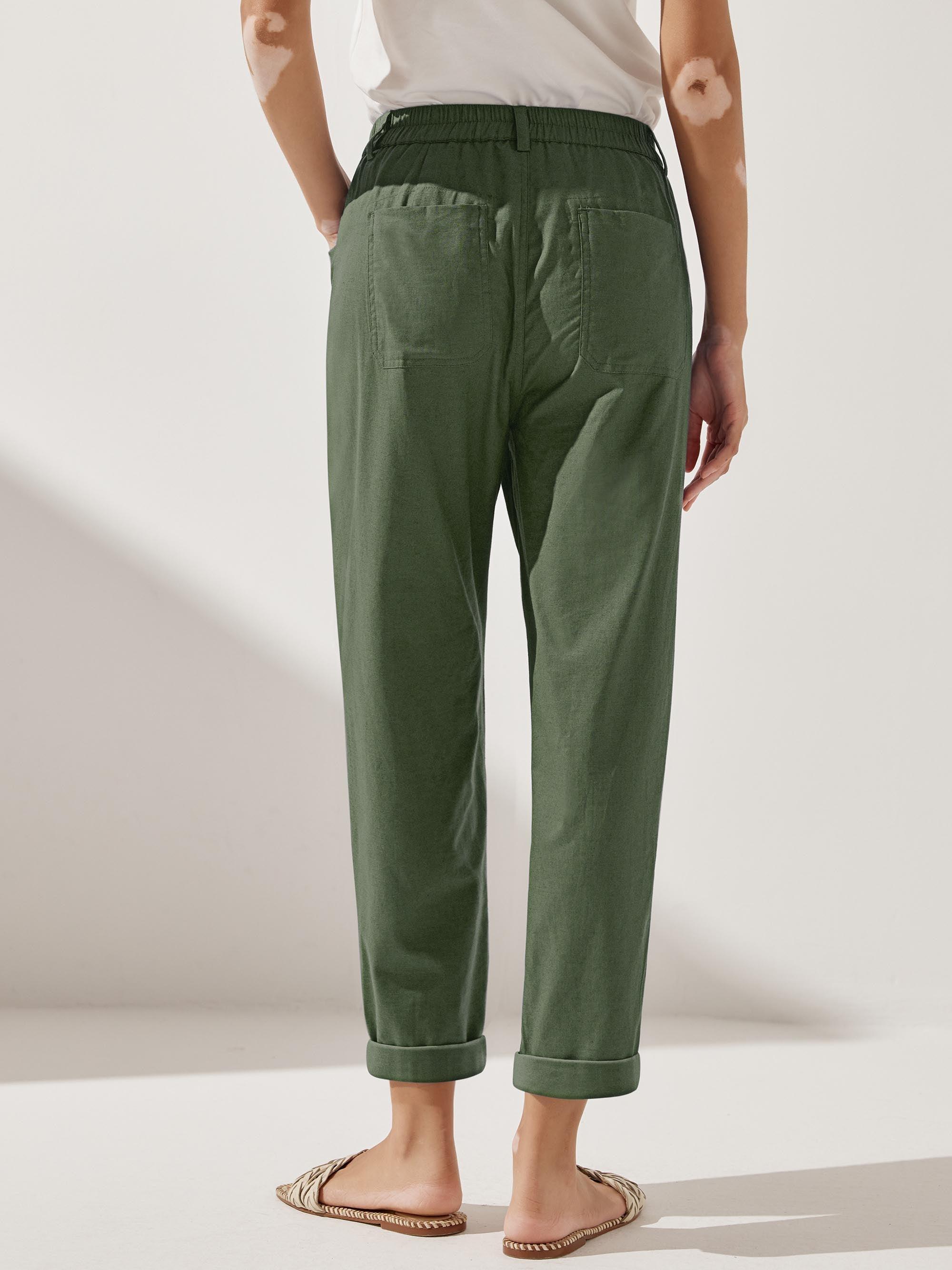 LINTICO Linen Simple Button Fly Trousers HEIDI — lifestyle worn / used context