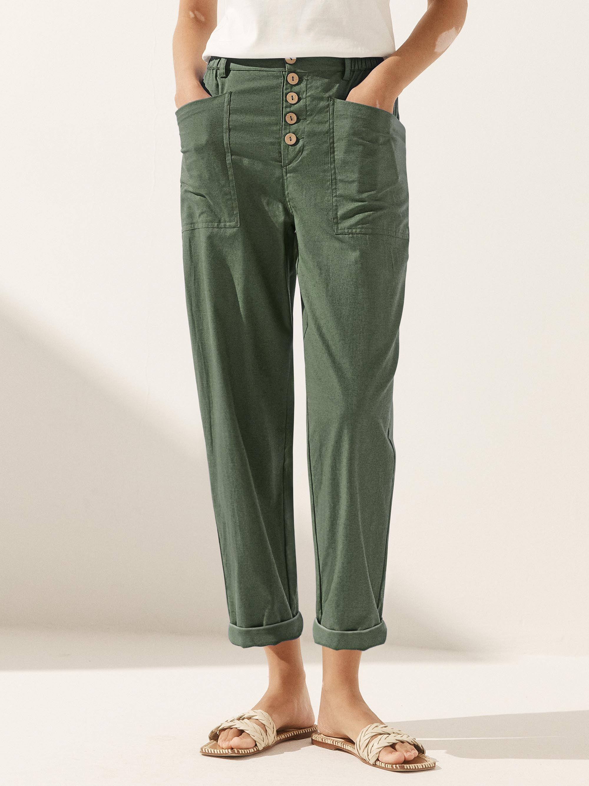 LINTICO Linen Simple Button Fly Trousers HEIDI — main product shot