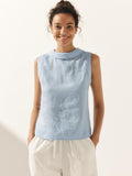 LINTICO 100% Linen Draped Collar Tank Top JACQUELINE — main product shot